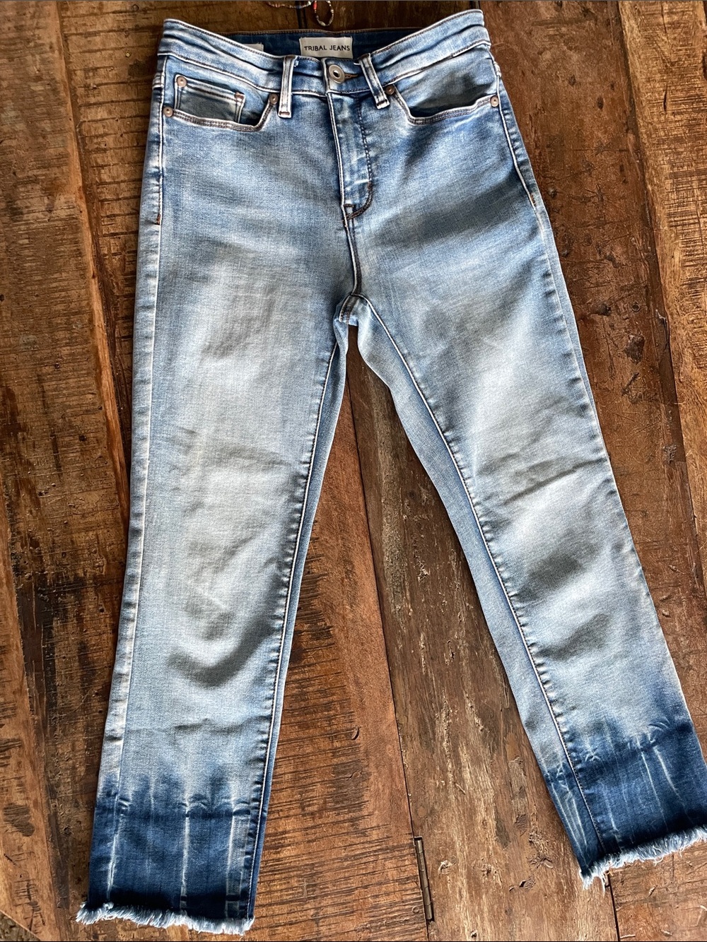 Tribal Light Blue Dip-Dye Ankle Skinny Jeans